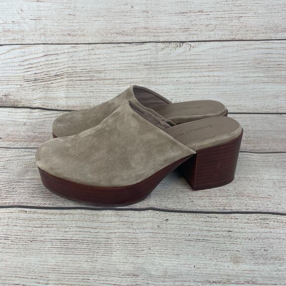 Chocolat Blu Vanessa Womens Sz 6 Platform Mules Taupe Gray - Picture 6 of 10
